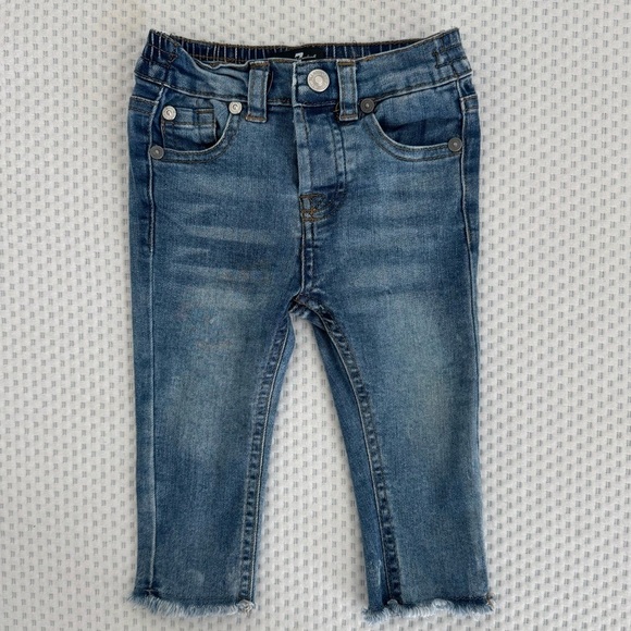7 For All Mankind Baby Girls Stylish Blue Denim Skinny Jeans Size 9-12m - Picture 1 of 5